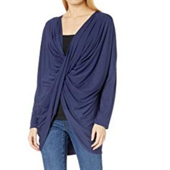 Splendid Long Sleeve Blue Drape Top Medium NWT - Picture 1 of 4